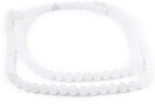 Miniatura 3 de The Bead Chest Cuentas de Jade Blanco Mate Redondas (8mm): Piedra Preciosa Orgánica Redonda Esférica de Energía con Poder de Sanación para Hacer