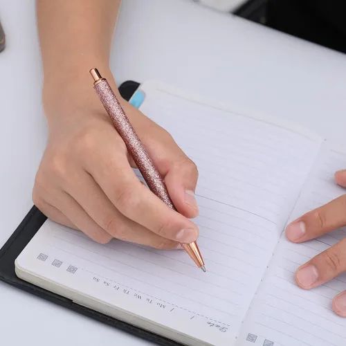 Miniatura 7 de Oddmoal Fun Sparkle - Bolígrafo para mujer, bonitos bolígrafos de metal brillante, bolígrafo multicolor retráctil para diario y escuela, tinta