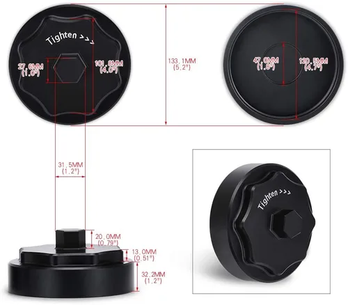Miniatura 3 de PTNHZ Cubierta de tapa de carcasa de cartucho de filtro de combustible de aluminio 68065612AA Reemplazo para Dodge Ram 2500 3500 4500 5500 6.7L Negro