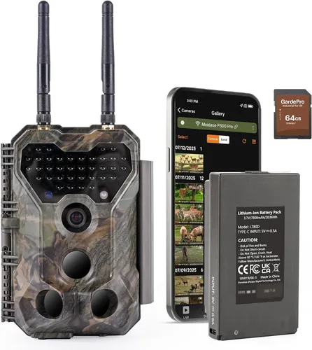 Meidase Cámara WiFi Trail P300 Pro (no celular), doble antena de 165 pies, batería de 7800 mAh, velocidad de disparo rápida de 0.1s activada por