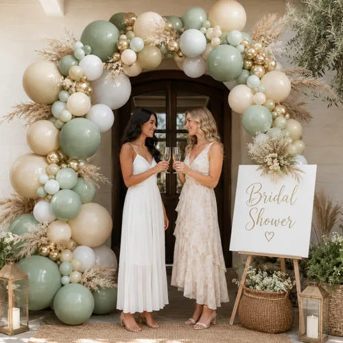 Miniatura 5 de Kit de guirnalda de globos verde salvia, kit de arco de globos verde y blanco, globos de fiesta verde oliva, blanco, dorado, champán, globos