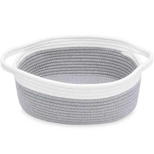 Miniatura 8 de ABenkle Cesta Pequeña con Asas - Contenedor de Almacenamiento Tejido de Cuerda Decorativo Duradero Cubo Organizador de Estante, Cesta de Regalo