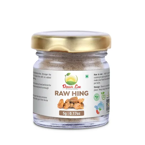 Dawn Lee Pure Raw Hing (Asafoetida) 0.18 oz | Polvo de Asafoetida Premium | Sustituto de ajo y cebolla | Sin gluten, sin sal, vegano | Ayuda