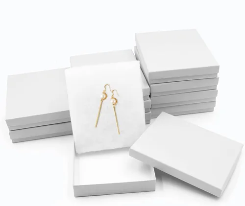 Miniatura 2 de opaprain Cajas de regalo blancas de joyería de cartón, 10 unidades, 6 x 5 x 1 pulgadas, se aplica a mostrar collares, anillos, pulseras, aretes