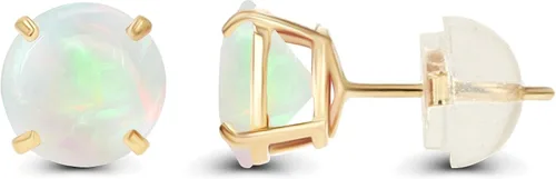 Miniatura 2 de DECADENCE Joyería Pendientes de tuerca de oro macizo de 14K amarillo, blanco o rosa, con piedra de nacimiento auténtica redonda de 532 pulgada