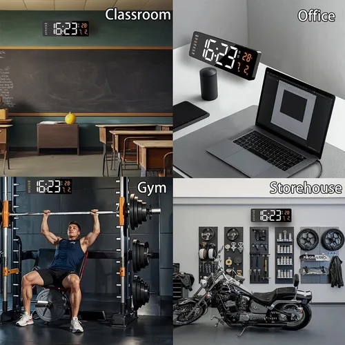 Miniatura 6 de Reloj de pared digital grande de 16 pulgadas, temporizador de cuenta regresiva con control remoto, alarma, reloj de pared con atenuación automática