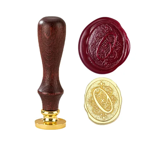 Sello de cera inicial del alfabeto O, sello de cera de sellado de letras vintage con cabeza de latón extraíble y mango de madera, para invitación de