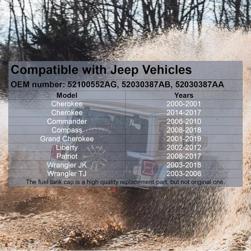 Miniatura 2 de Tapa de gas de repuesto 52100552AG, 52030387AB, 52030387AA para 2003-2018 Jeep Wrangler JK, 2003-2006 Wrangler TJ, Liberty, Cherokee, Compass, Grand