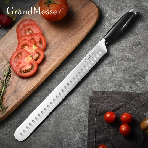 Miniatura 7 de Cuchillo para cortar rebanadas, cuchillo de pechuga de 12 pulgadas, diseño de mango ergonómico, para cortar barbacoa, pavo y jamón, carne asada