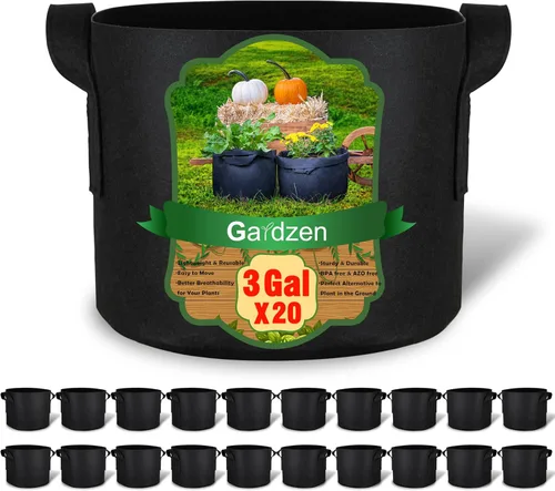Miniatura 7 de Gardzen - 20 bolsas de cultivo con asas de 1 a 10 galones de tela 20-pack