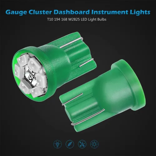 Miniatura 4 de Partsam T10 194 168 focos LED para tablero de instrumentos verdes con toma de bloqueo de giro, súper brillantes. Focos LED para panel