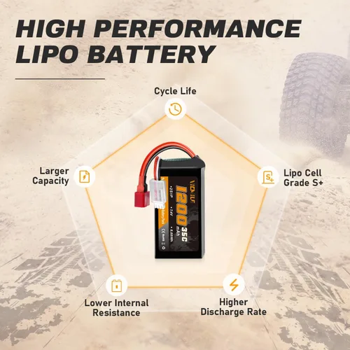 Miniatura 6 de Batería Lipo de 7.4V 1200mAh 2S 35C Batería recargable de alta tasa de descarga con enchufe T estilo Dean apto para WLtoys A949 A959 A969 A979 K929