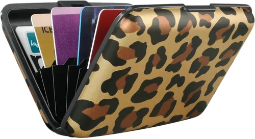 Miniatura 48 de ELFISH Mini cartera de aluminio RFID para tarjetas de crédito, funda de identificación de metal para hombres y mujeres, Happy Flower, Cartera Rfid