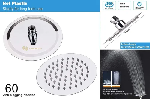 Miniatura 3 de Cabezal de ducha NearMoon y filtro de ducha de 15 etapas, combinación de cabezal de ducha filtrado de alta presión para agua dura, mejora la Cromo