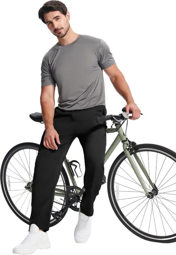 Miniatura 6 de Pantalones de senderismo ligeros para hombre, de secado rápido, pantalones deportivos de pesca, correr, entrenamiento, 3 bolsillos con cremallera