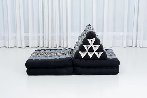 Miniatura 7 de Leewadee Cómodo colchón japonés de suelo, cama tailandesa con cojín triangular, colchón futón, tapete de masaje tailandés extra largo, 89 x 20 azul