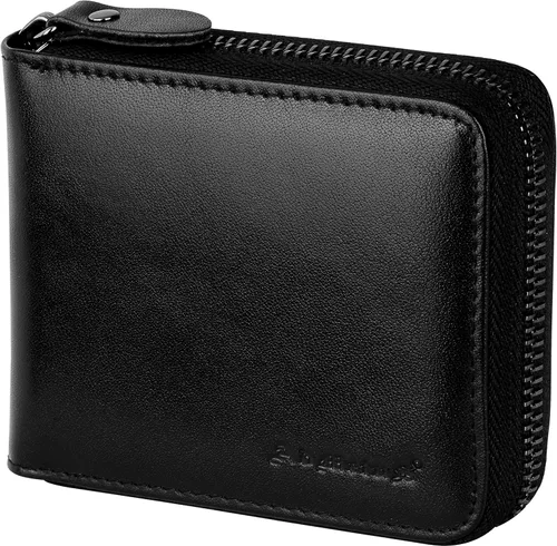Miniatura 21 de Admetus - Cartera de piel auténtica para hombre con cremallera, plegable