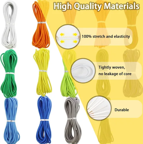Miniatura 3 de Cuerdas elásticas de colores de 0.118 in 1/8 pulgadas 210 pies, cuerda elástica redonda pesada para cuentas de poni, pulseras de cuentas de silcona