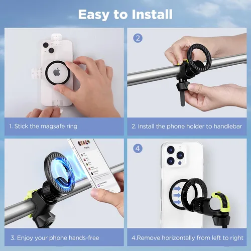 Miniatura 4 de OUTXE Soporte magnético de teléfono para cochecito, soporte de teléfono ajustable con Magsafe para carrito de compras, manillar de bicicleta
