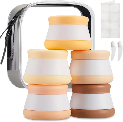 INSFIT Recipientes de viaje para artículos de tocador, tarros de crema de silicona aprobados por la TSA con tapas, artículos de tocador de tamaño de