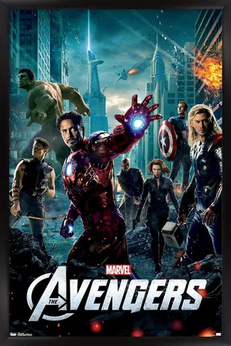 Miniatura 8 de Marvel Avengers: Póster de pared de una hoja, 22.4 pulgadas de largo x 14.7 pulgadas de ancho, versión enmarcada de madera de granero
