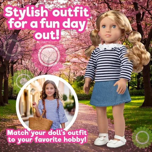 Miniatura 7 de Dress Along Dolly Conjunto casual de primavera para muñecas de 18 pulgadas, compatible con American Girl, ropa hecha a mano de primera calidad