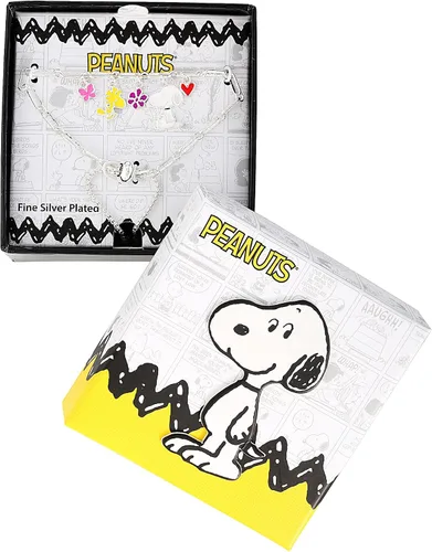 Miniatura 6 de Pulsera de abalorios ajustable para mujer Peanuts - Pulsera de abalorios de esmalte bañado en plata con Snoopy - Licencia