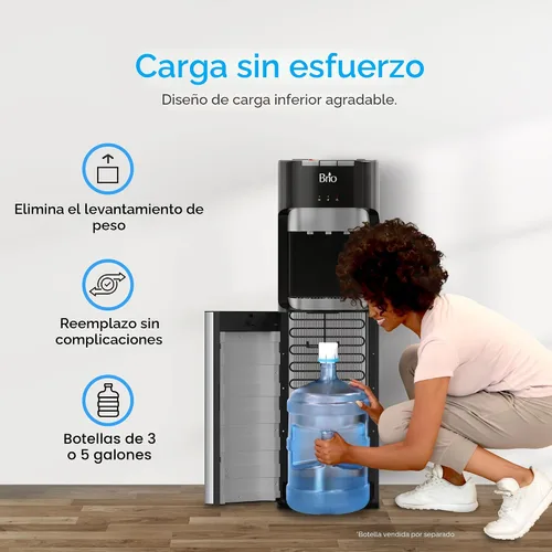 Miniatura 4 de Brio Dispensador de agua de carga inferior, serie esencial, 3 ajustes de temperatura, agua caliente, temperatura ambiente y fría, aprobado por