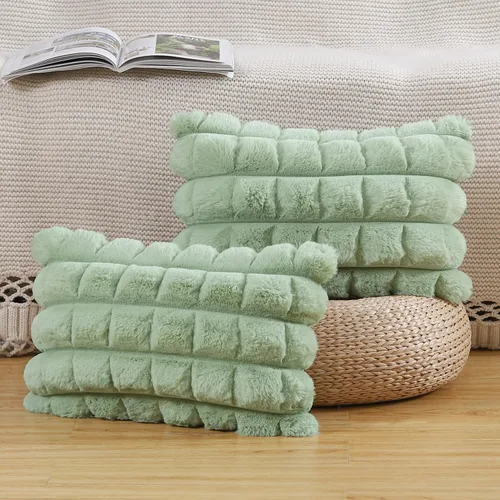 Miniatura 12 de MADIZZ Juego de 2 fundas de almohada de lana sintética a cuadros de 12 x 20 pulgadas / 12.0 x 20.0 in., súper suaves, bohemias, decorativas