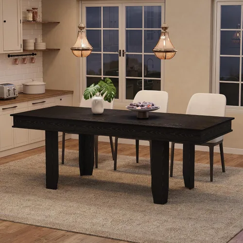 Miniatura 19 de GarveeHome Mesa de comedor de granja para 6-8 personas, mesas de cocina de 71 pulgadas de largo con marco resistente de madera, mesa rectangular