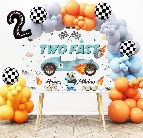 Miniatura 2 de Mocsicka Fondo de fotos de dos cumpleaños rápidos para niños, decoración de feliz segundo cumpleaños, pancarta de mesa para pasteles