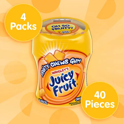 Miniatura 3 de JUICY FRUIT Gum - Paquete original de goma de mascar a granel, botella de 40 piezas (paquete de 4)