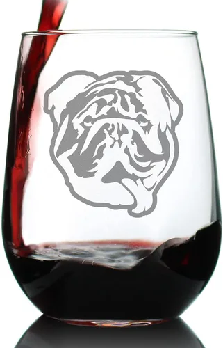 Miniatura 7 de Copa de vino personalizada Bulldog sin tallo, vasos grandes, regalos lindos para los amantes de los perros con bulldogs ingleses, vasos