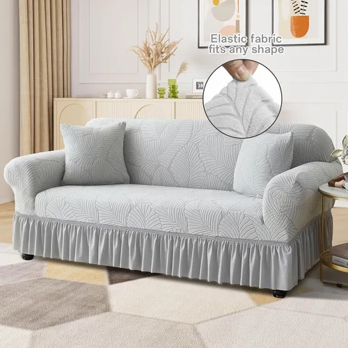 Miniatura 2 de WONGS BEDDING Funda de terciopelo elástico para sofá, funda acolchada con falda, apta para mascotas, duradera, lavable, elástica, de fácil ajuste
