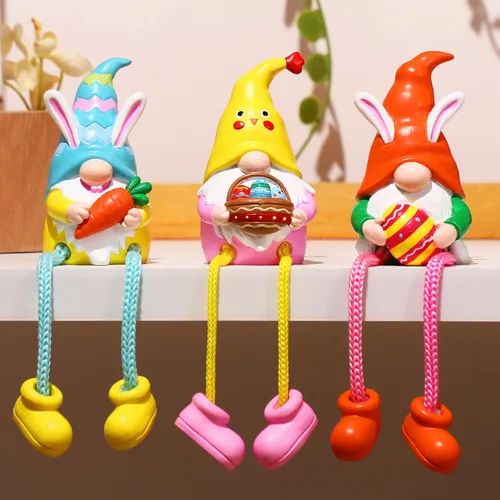 Miniatura 8 de 3 piezas de decoración de gnomo de playa con patas colgantes, bandeja escalonada costera de verano de resina oceánica para mesa, mantel y baño