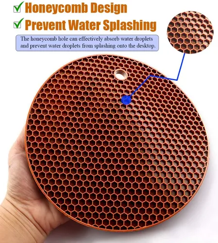 Miniatura 2 de Salvamanteles de silicona extra gruesos, soporte para ollas y guantes de horno, salvamanteles resistentes al calor para platos calientes, Café