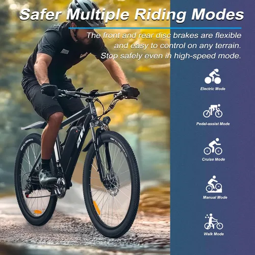 Miniatura 2 de ZNH Bicicleta eléctrica para adultos, bicicleta de montaña eléctrica de 26 pulgadas, motor sin escobillas de 1000 W, 23+MPH y batería extraíble