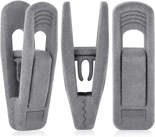 Miniatura 9 de TOFIIGREM Clips de terciopelo negro, 20 unidades, clips de terciopelo antideslizantes para colgar pantalones de traje, falda, clips de dedo fuertes
