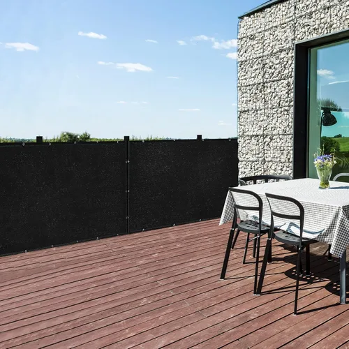 Miniatura 8 de ASTEROUTDOOR - Pantalla de privacidad para balcón y valla de 6 x 50 pies, 90% de clasificación de sombra, tela de polietileno negro de 6.00 oz/m²