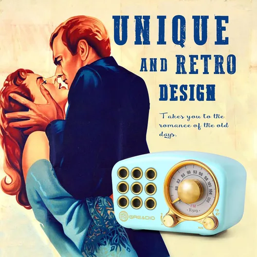 Miniatura 4 de Altavoz Bluetooth retro, radio FM Radio-Greadio vintage con estilo clásico antiguo, fuerte mejora de graves, volumen fuerte, conexión inalámbrica