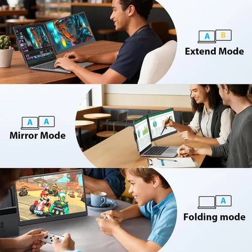 Miniatura 4 de APILDELLA Extensor de pantalla dual para portátil de 14 pulgadas, monitor extendido para laptop FHD de 1080P con altavoz, segundo monitor Plug-Play