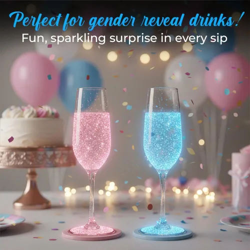 Miniatura 4 de Decoraciones de revelación de género para niños, purpurina comestible para bebidas, ideas mágicas de revelación de género, sorpresa es un bebé niño