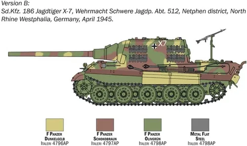 Miniatura 5 de Italeri WWII German Heavy Destroyer Tank Sd.Kfz.186 Yakt Tiger Modelo de plástico, escala 1: 56