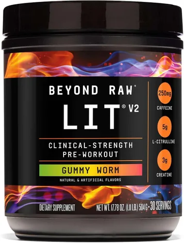 Miniatura 12 de BEYOND RAW LIT V2 - Polvo de entrenamiento de fuerza clínica, golpea más duro, bombas más grandes, cafeína, L-citrulina, creatina, frambuesa azul
