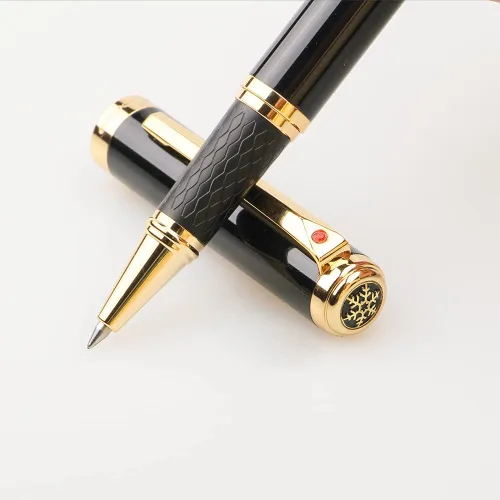 Miniatura 2 de Bolígrafo Rollerball de Lujo Impresionante con Ribete de Oro de 24K, Punta Suiza con Repuestos de Tinta Negra, Juego de Bolígrafo Perfecto como