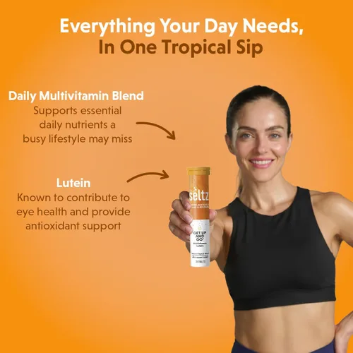 Miniatura 2 de Seltz Tabletas multivitamínicas para bebidas con luteína, antioxidante diario efervescente y apoyo para la salud ocular, levántate y listo, sabor