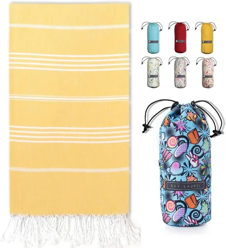 Miniatura 44 de BAY LAUREL Toalla de playa turca con bolsa de viaje, 39 x 71 pulgadas, de secado rápido, sin arena, ligera, grande, toallas de gran