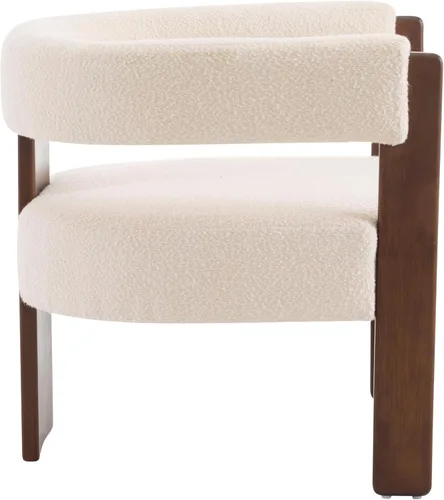 Miniatura 9 de Christopher Knight Home Nettie - Silla decorativa moderna para sala de estar, sofá individual de tela Boucle con marco de madera, cómoda silla