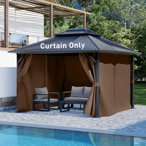 Miniatura 19 de Aoodor Cortinas de Gazebo para Exteriores de 10 x 10 pies, 4 Paneles Impermeables de Pared Lateral de Privacidad de Repuesto con Cremallera