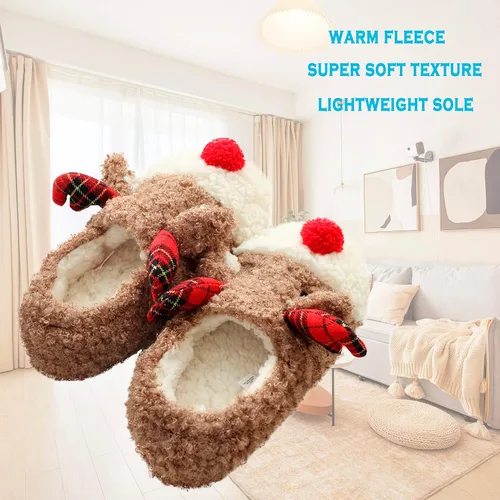 Miniatura 2 de Pantuflas de Navidad para mujer, lindas y cálidas para el hogar, para interiores y exteriores